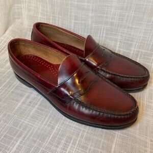 Weejuns G.H. Bass & Co. Burgundy Brown Leather Penny Loafers Mens Shoes 13.5